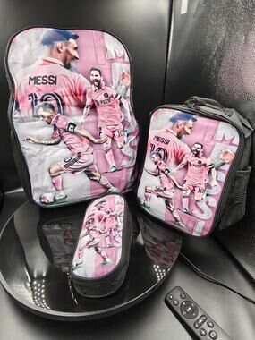 Lionel Messi backpack lunch box pencil case combo